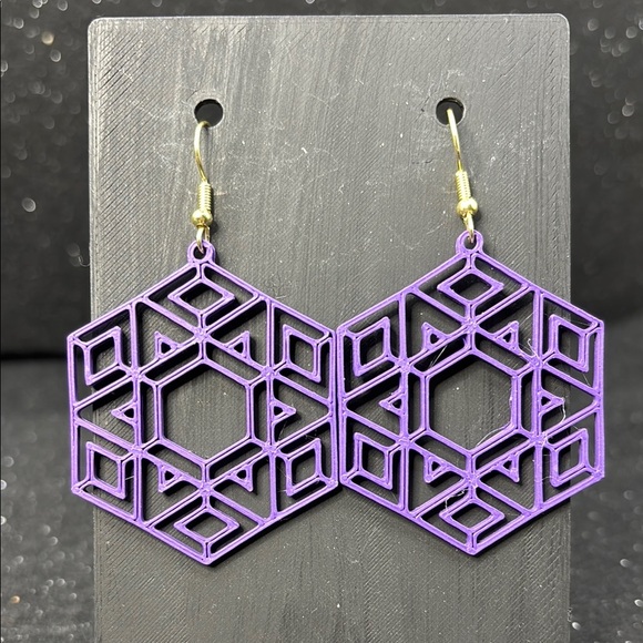 Handmade Jewelry - Geometric Purple Earrings